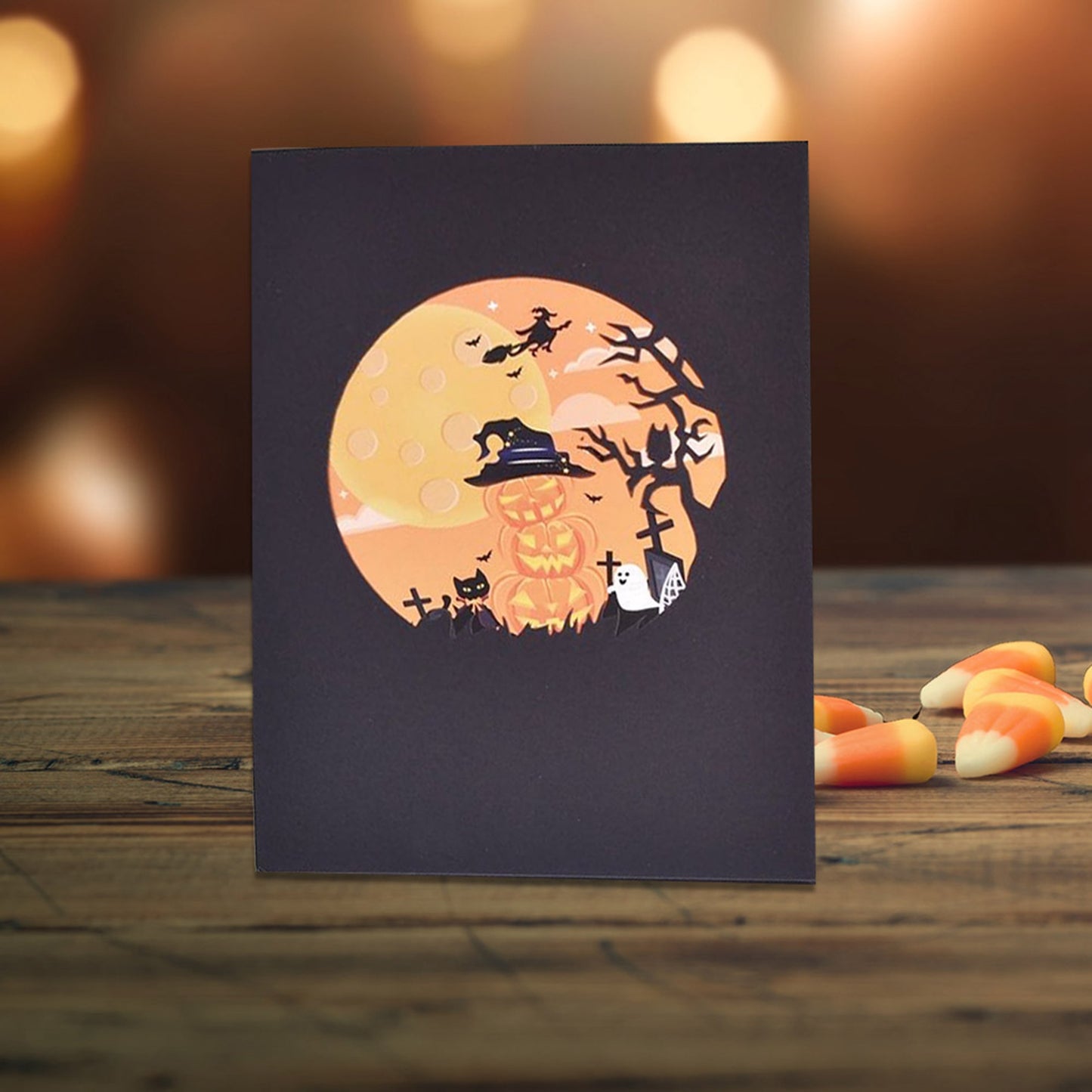 3D Pop-up Halloween Card Funny Pumpkin Wizard Castle Postcard