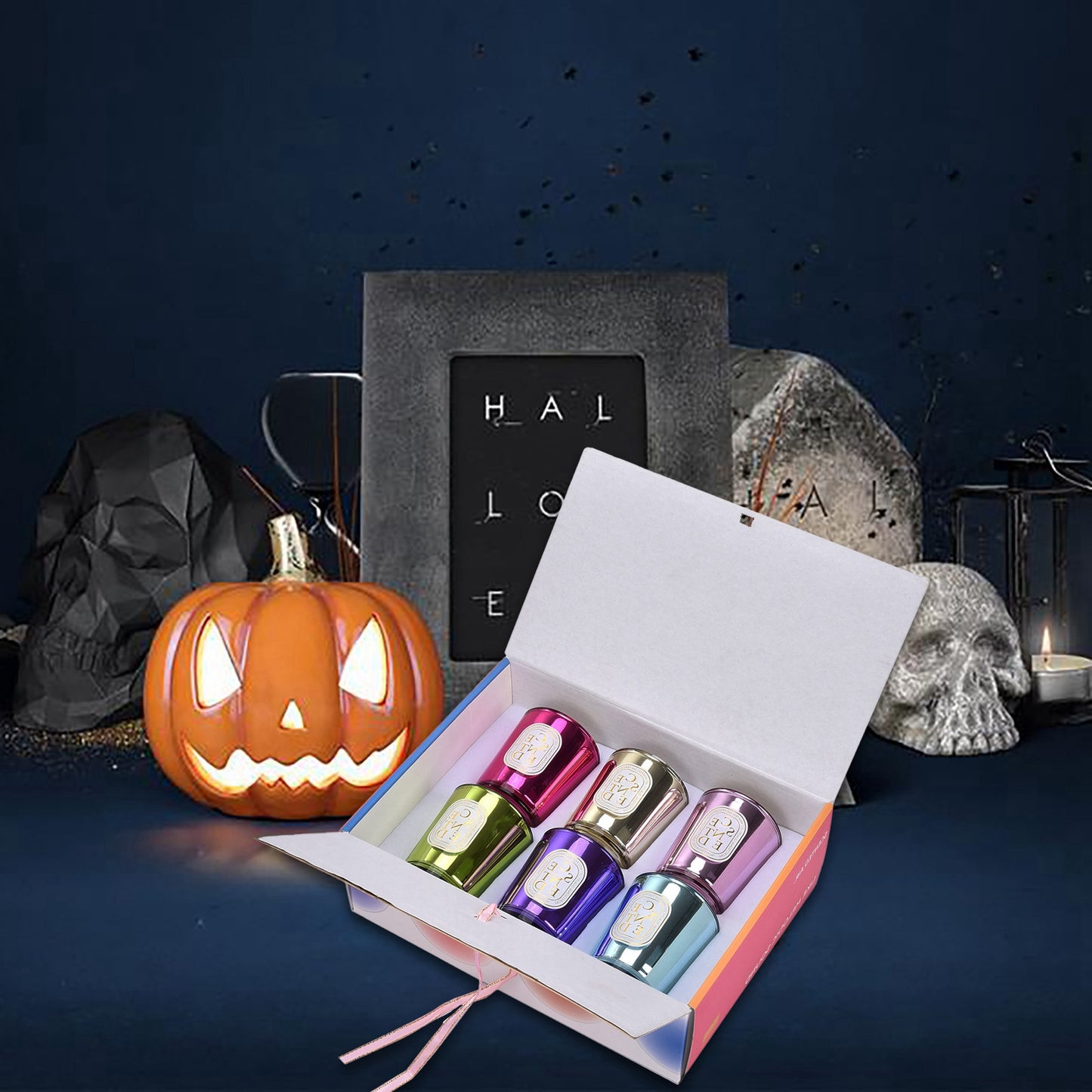 Halloween Scented Candle Gifts Metal Cup Scented Candle Gift Set 6-pack
