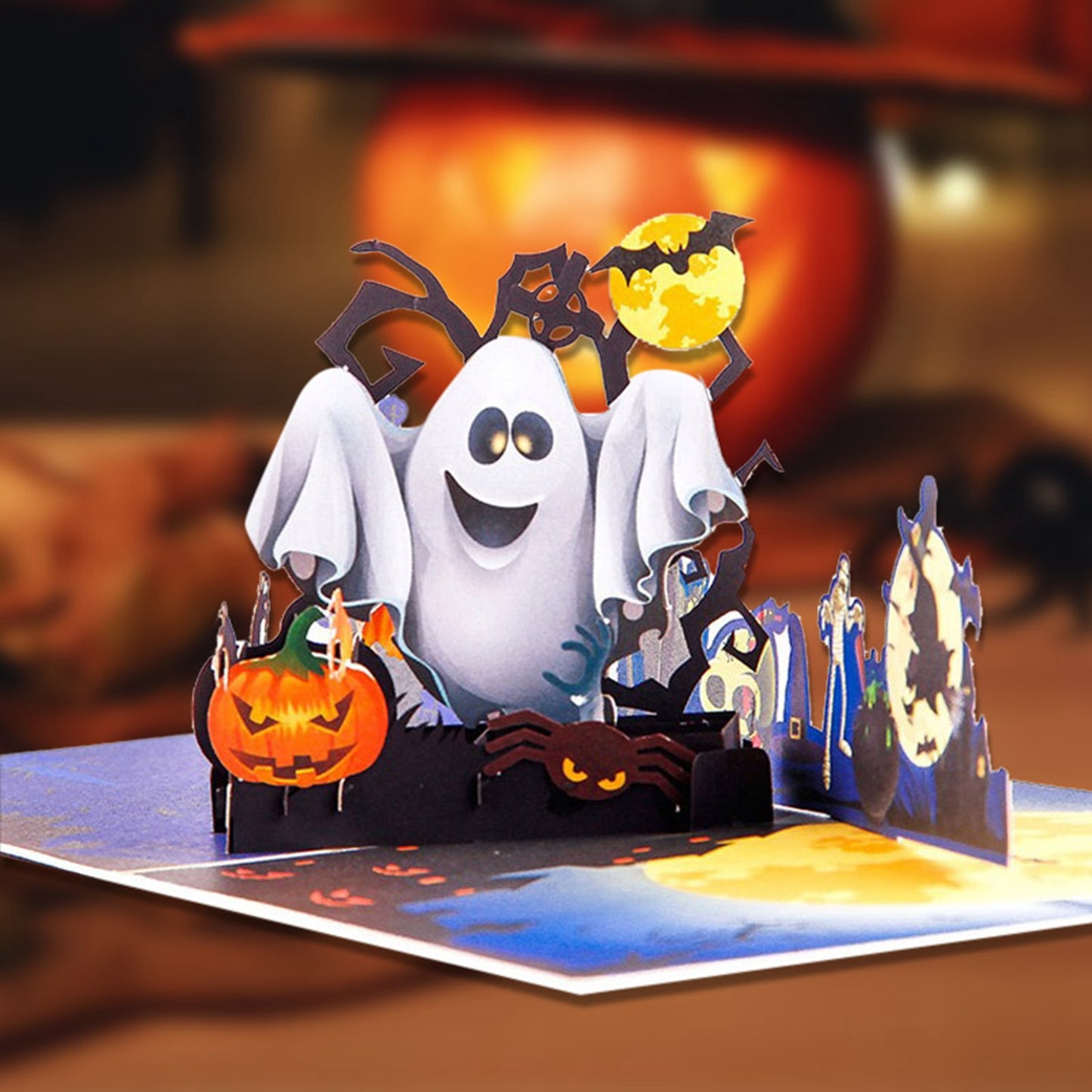 Halloween scary ghost themed card
