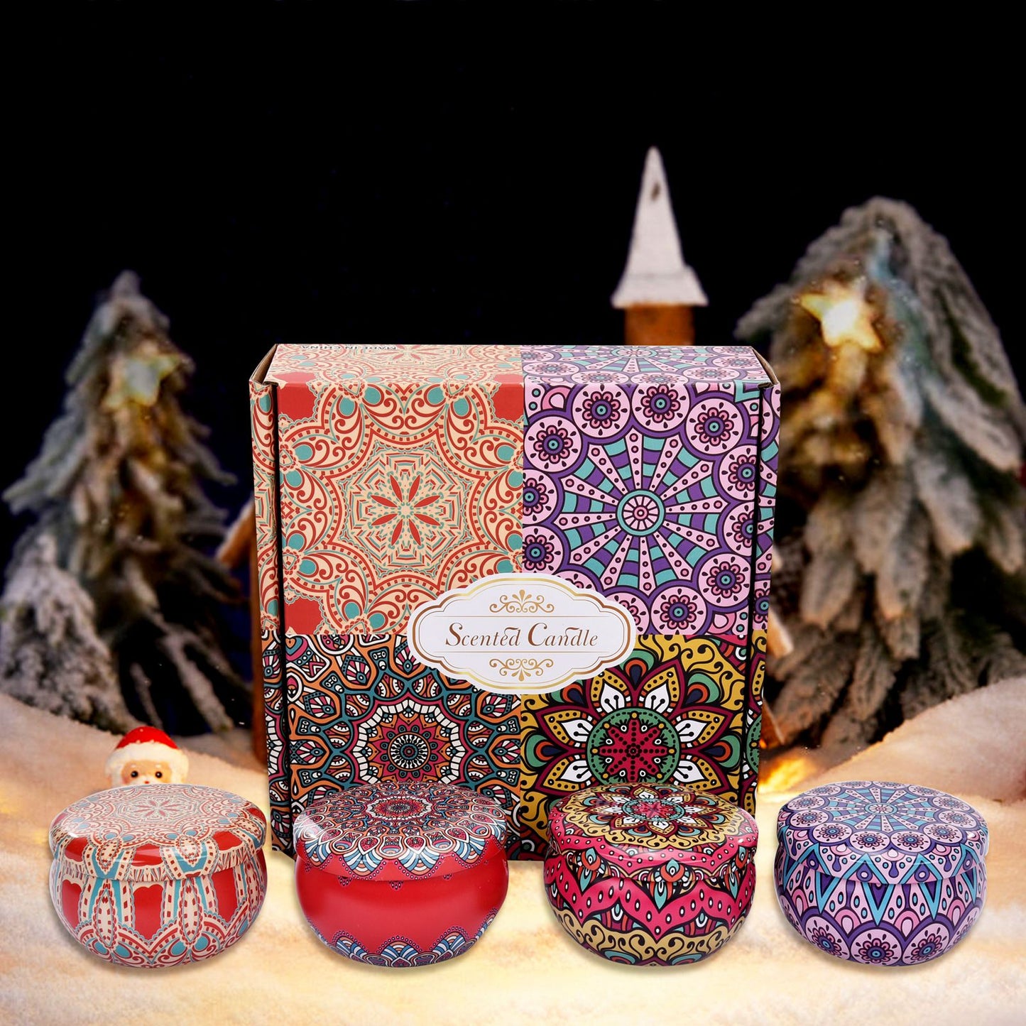 Christmas Scented Candle Set, 4 Christmas Candles