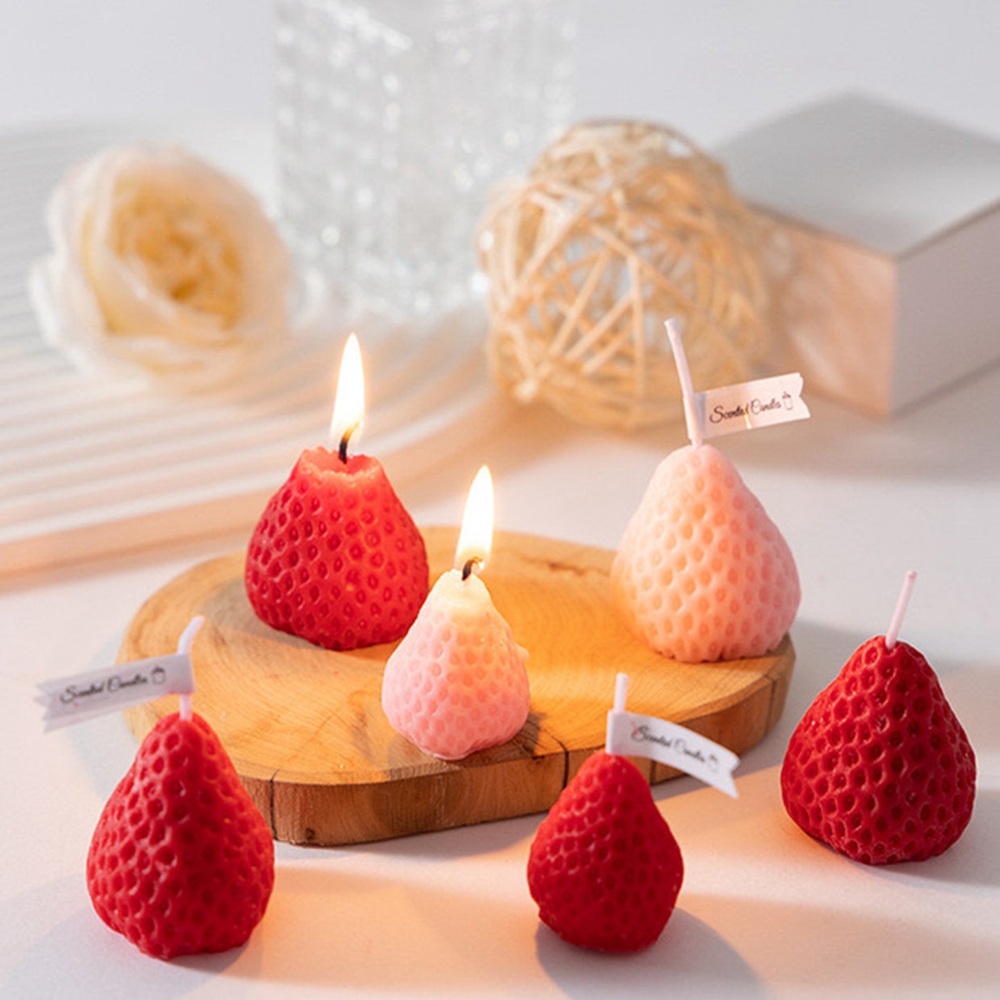 Christmas Strawberry Scented Candle Gift Set