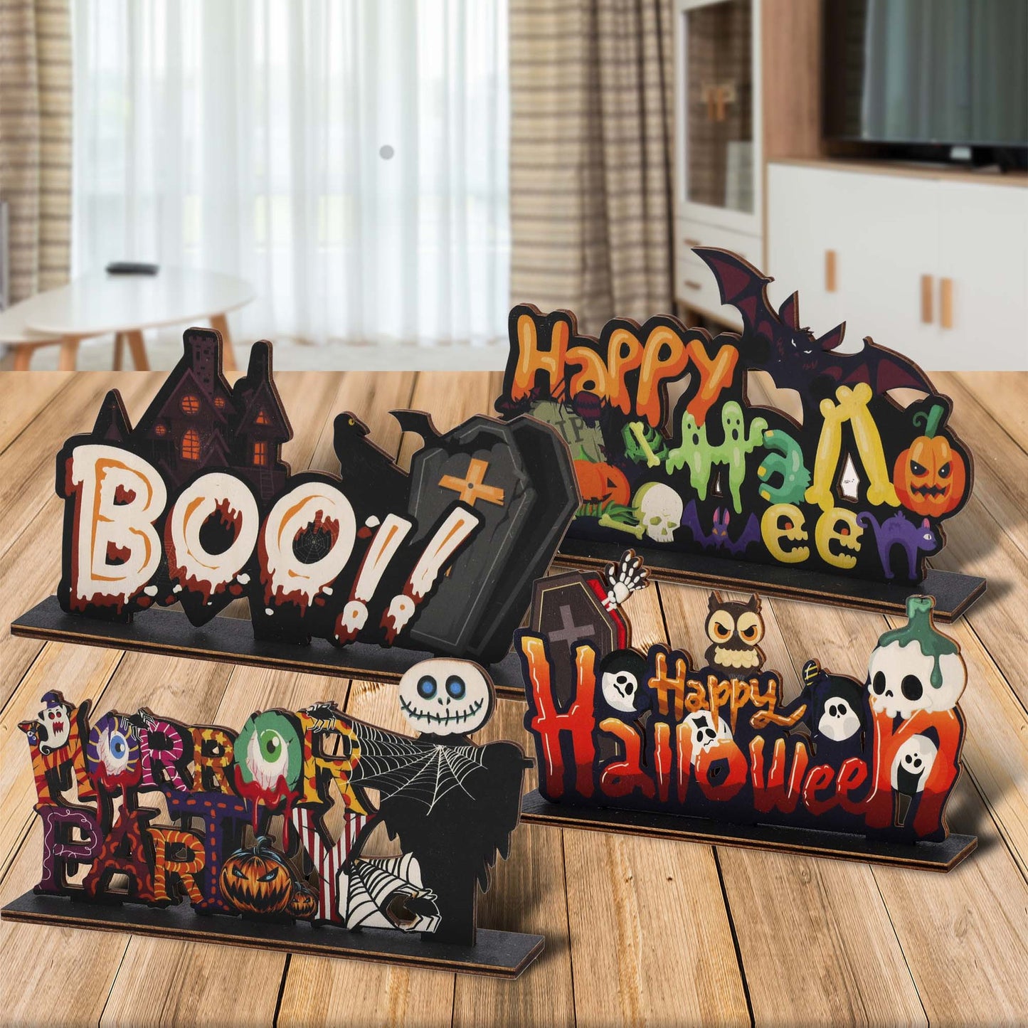 Halloween wooden decoration ghost grave 11-pack