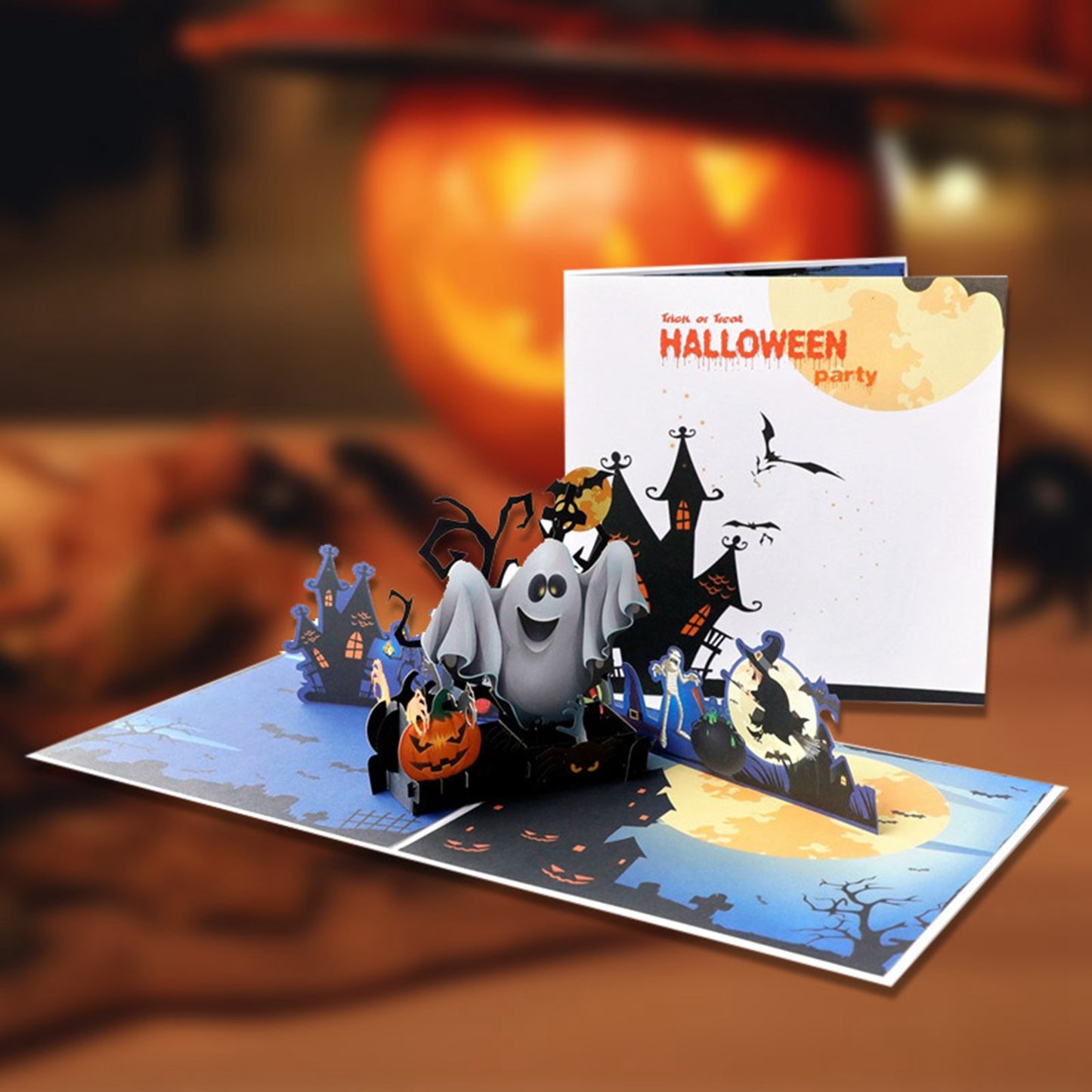 Halloween scary ghost themed card