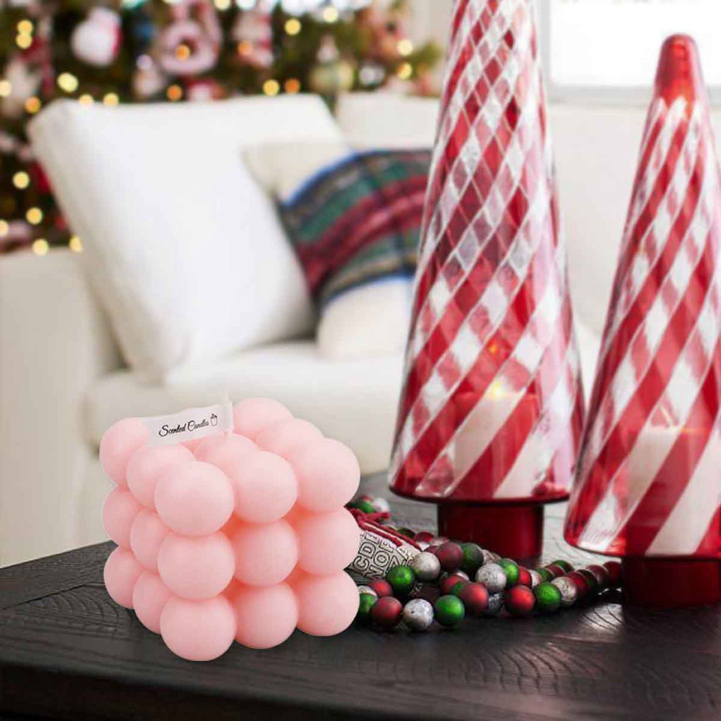 Christmas home scented bubble cube candle, uniquely romantic and aesthetic