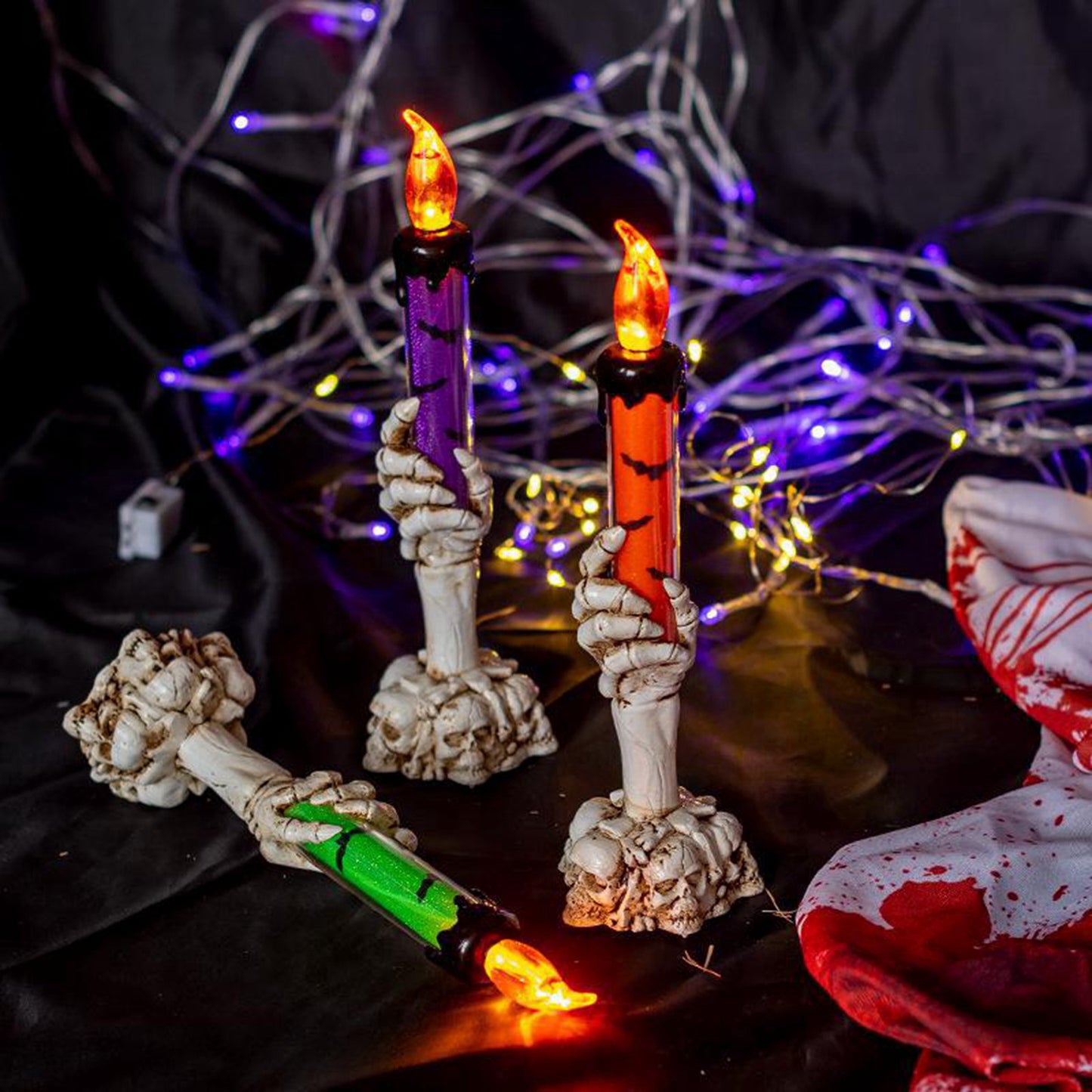 Halloween Skull Candle Holder Light-Type 3-pack