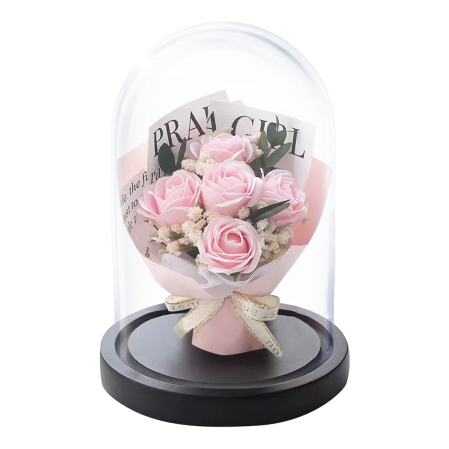 Preserved Real Rose Immortal Flowers in Glass Dome 4-pack