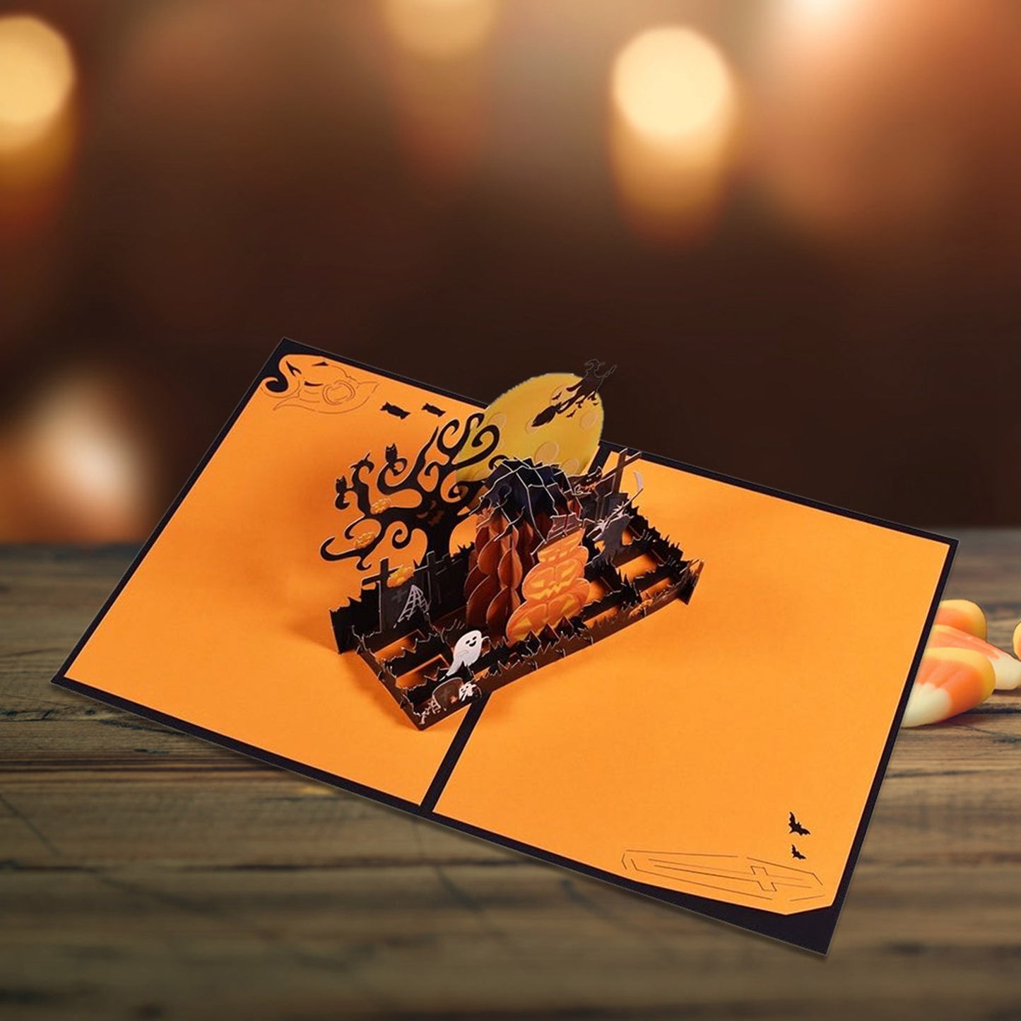 3D Pop-up Halloween Card Funny Pumpkin Wizard Castle Postcard