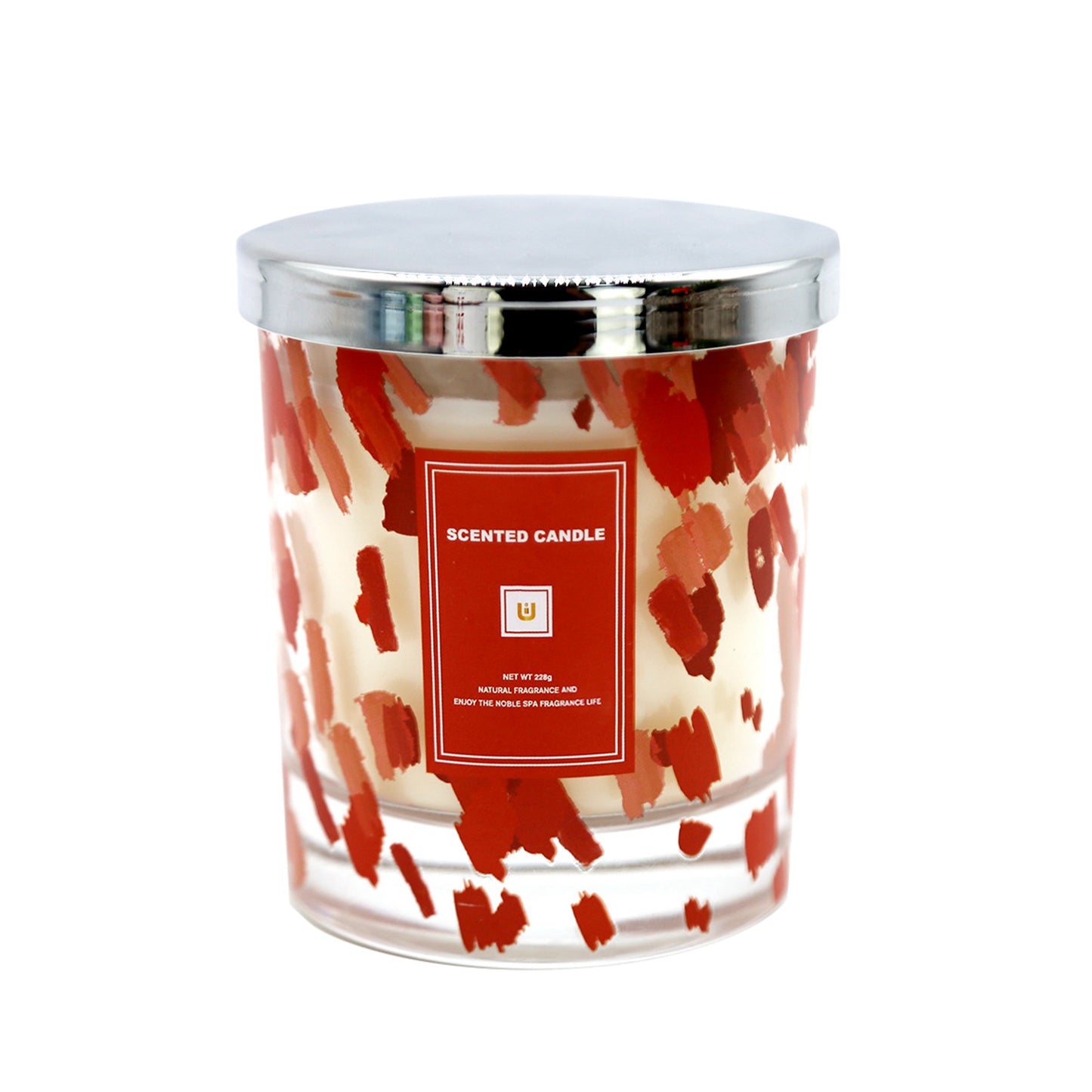 The colored glass scented candle has five scents 6-pack