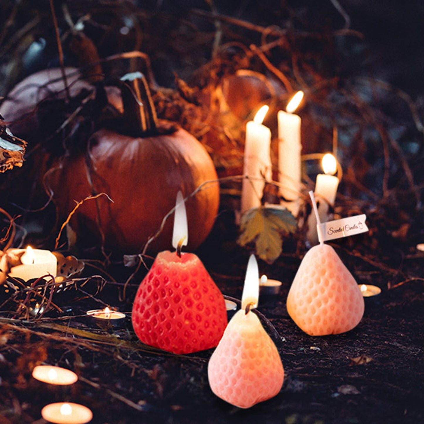 Halloween Strawberry Shaped Scented Candle (Red and Pink Strawberry)