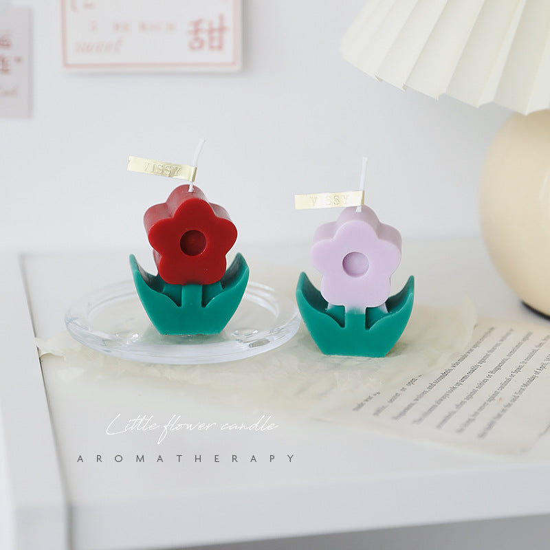 Colored Flower Aromatherapy Party Candle(4pcs)